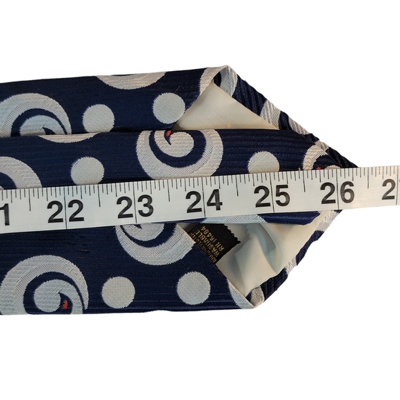 Sears The Men's Store Abstract Spiral Circle Pattern Blue/White Men's Tie - Picture 10 of 10